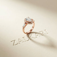 2.90CTW Pear Cut Halo Lab Grown Diamond Engagement Ring For Women Rose Gold
