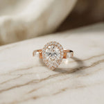 2.90CTW Pear Cut Halo Lab Grown Diamond Engagement Ring For Women Rose Gold
