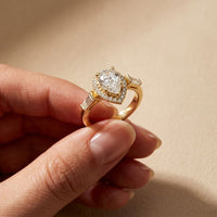 2.90CTW Pear Cut Halo Lab Grown Diamond Engagement Ring For Women Gold