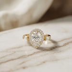 2.90CTW Pear Cut Halo Lab Grown Diamond Engagement Ring For Women Gold