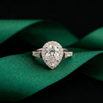 2.90CTW Pear Cut Halo Lab Grown Diamond Engagement Ring For Women White
