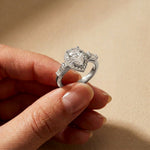 2.90CTW Pear Cut Halo Lab Grown Diamond Engagement Ring For Women White