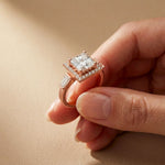 2.90CTW Princess Cut Halo Lab Grown Diamond Engagement Ring For Women Rose Gold