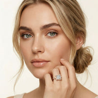 2.90CTW Princess Cut Halo Lab Grown Diamond Engagement Ring For Women Rose Gold