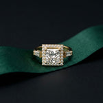 2.90CTW Princess Cut Halo Lab Grown Diamond Engagement Ring For Women Gold