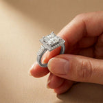 2.90CTW Princess Cut Halo Lab Grown Diamond Engagement Ring For Women White