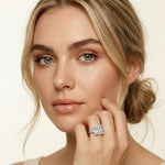 2.90CTW Princess Cut Halo Lab Grown Diamond Engagement Ring For Women White