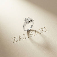 2.90CTW Princess Cut Halo Lab Grown Diamond Engagement Ring For Women White