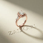 2.80CTW Radiant Cut Halo Lab Grown Diamond Engagement Ring For Women Rose Gold