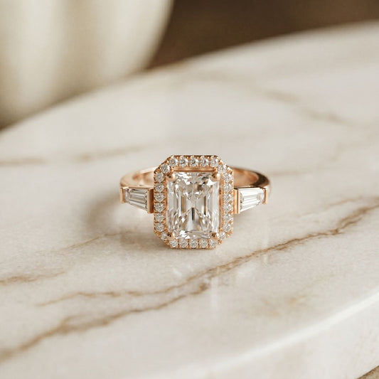 2.80CTW Radiant Cut Halo Lab Grown Diamond Engagement Ring For Women Rose Gold