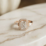2.80CTW Radiant Cut Halo Lab Grown Diamond Engagement Ring For Women Rose Gold