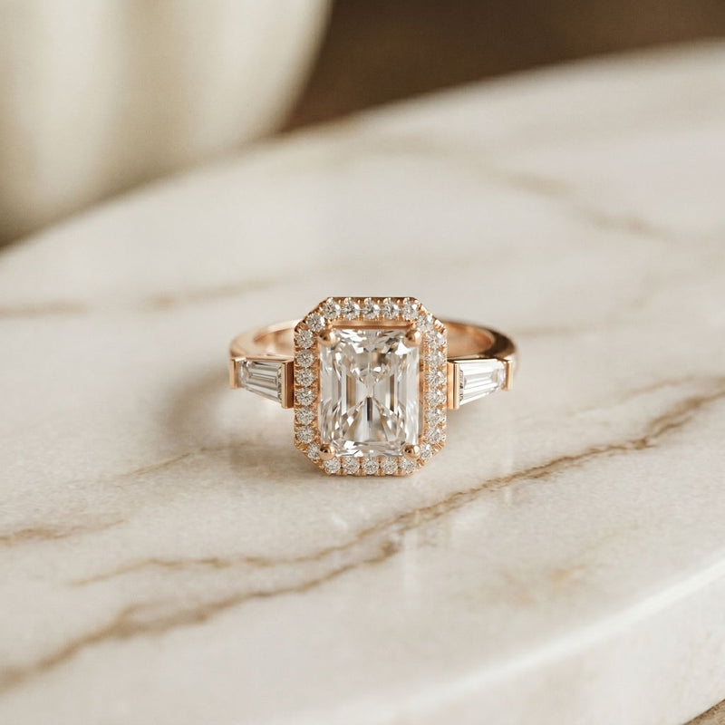 2.80CTW Radiant Cut Halo Lab Grown Diamond Engagement Ring For Women Rose Gold