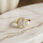 2.80CTW Radiant Cut Halo Lab Grown Diamond Engagement Ring For Women Gold