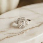 2.80CTW Radiant Cut Halo Lab Grown Diamond Engagement Ring For Women White