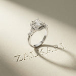 2.80CTW Radiant Cut Halo Lab Grown Diamond Engagement Ring For Women White