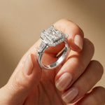 2.80CTW Radiant Cut Halo Lab Grown Diamond Engagement Ring For Women White
