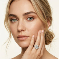 2.80CTW Radiant Cut Halo Lab Grown Diamond Engagement Ring For Women White