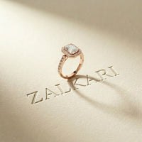 2.25CTW Radiant Cut Halo Lab Grown Diamond Accent Ring For Women Rose Gold 