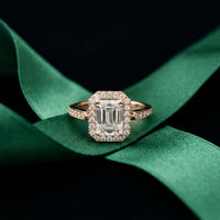 2.25CTW Radiant Cut Halo Lab Grown Diamond Accent Ring For Women Rose Gold 