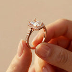 2.25CTW Radiant Cut Halo Lab Grown Diamond Accent Ring For Women Rose Gold 