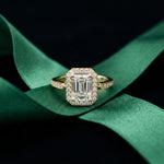 2.25CTW Radiant Cut Halo Lab Grown Diamond Accent Ring For Women Gold