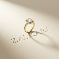 2.25CTW Radiant Cut Halo Lab Grown Diamond Accent Ring For Women Gold