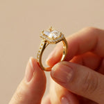 2.25CTW Radiant Cut Halo Lab Grown Diamond Accent Ring For Women Gold