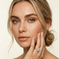 2.25CTW Asscher Cut Halo Lab Grown Diamond Accent Ring For Women Rose Gold