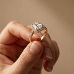 2.25CTW Asscher Cut Halo Lab Grown Diamond Accent Ring For Women Rose Gold