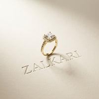 2.25CTW Asscher Cut Halo Lab Grown Diamond Accent Ring For Women Gold