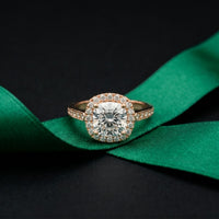 2.25CTW Cushion Halo Pavé Lab Grown Diamond Engagement Ring For Women Rose Gold