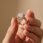 2.25CTW Cushion Halo Pavé Lab Grown Diamond Engagement Ring For Women Rose Gold