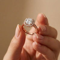 2.25CTW Cushion Halo Pavé Lab Grown Diamond Engagement Ring For Women Rose Gold