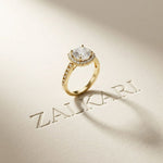 2.25CTW Cushion Halo Pavé Lab Grown Diamond Engagement Ring For Women Gold