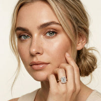 2.25CTW Emerald Cut Accent Lab Grown Diamond Engagement Ring For Women Rose Gold