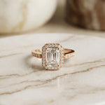 2.25CTW Emerald Cut Accent Lab Grown Diamond Engagement Ring For Women Rose Gold