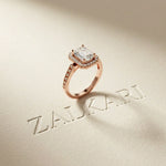 2.25CTW Emerald Cut Accent Lab Grown Diamond Engagement Ring For Women Rose Gold