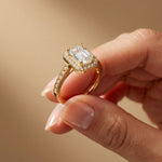 2.25CTW Emerald Cut Accent Lab Grown Diamond Engagement Ring For Women Gold