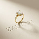 2.25CTW Emerald Cut Accent Lab Grown Diamond Engagement Ring For Women Gold