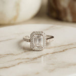 2.25CTW Emerald Cut Accent Lab Grown Diamond Engagement Ring For Women White 