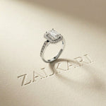 2.25CTW Emerald Cut Accent Lab Grown Diamond Engagement Ring For Women White 