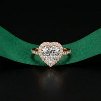 2.30CTW Heart Cut Halo Accent Lab Grown Diamond Engagement Ring For Women Rose Gold