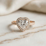 2.30CTW Heart Cut Halo Accent Lab Grown Diamond Engagement Ring For Women Rose Gold
