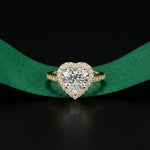 2.30CTW Heart Cut Halo Accent Lab Grown Diamond Engagement Ring For Women Gold