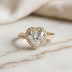 2.30CTW Heart Cut Halo Accent Lab Grown Diamond Engagement Ring For Women Gold