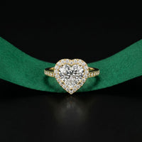 2.30CTW Heart Cut Halo Accent Lab Grown Diamond Engagement Ring For Women Gold