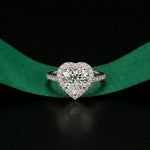 2.30CTW Heart Cut Halo Accent Lab Grown Diamond Engagement Ring For Women White