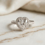 2.30CTW Heart Cut Halo Accent Lab Grown Diamond Engagement Ring For Women White