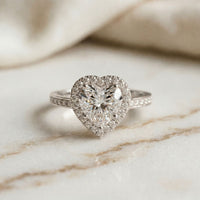 2.30CTW Heart Cut Halo Accent Lab Grown Diamond Engagement Ring For Women White