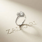 2.30CTW Heart Cut Halo Accent Lab Grown Diamond Engagement Ring For Women White